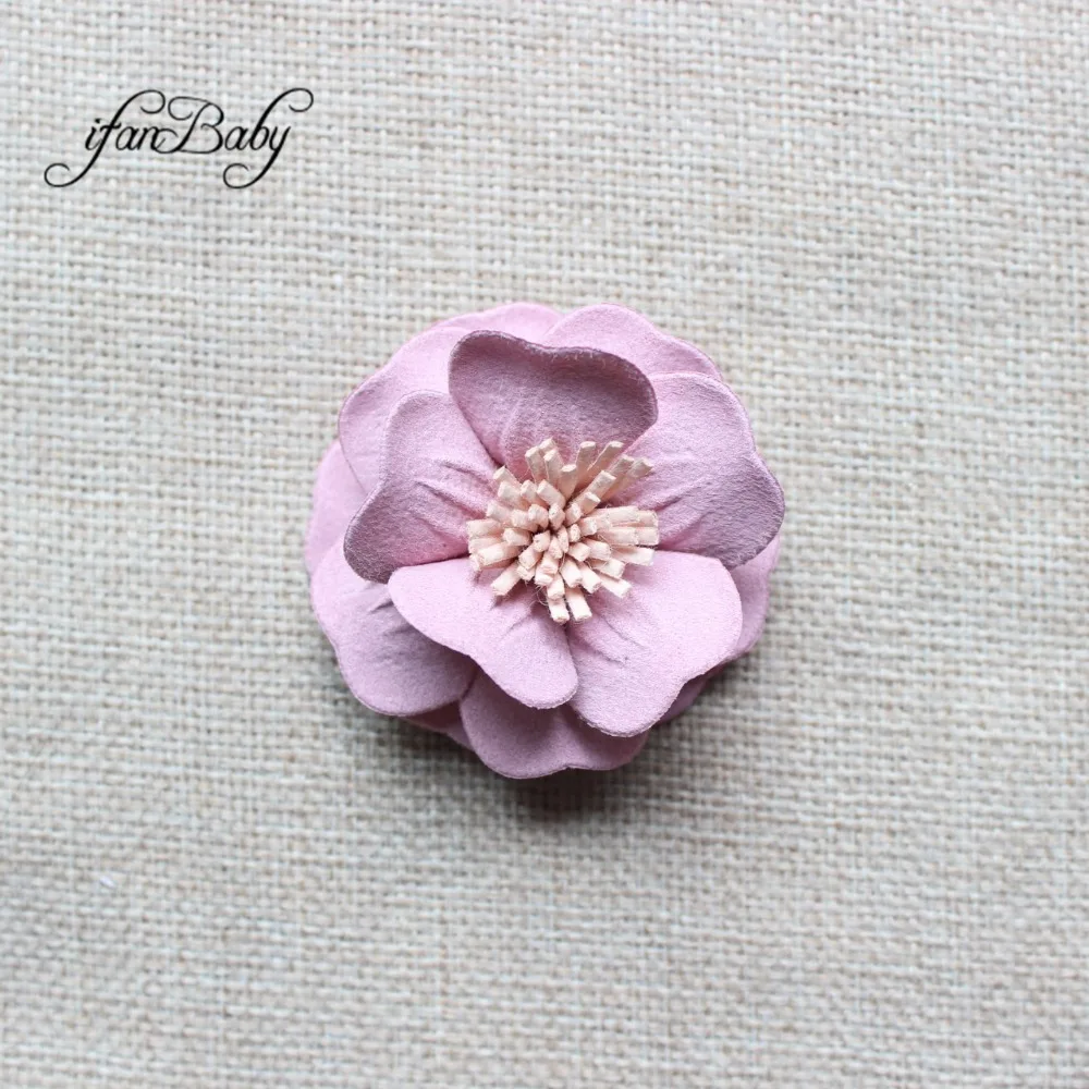 Moda in pelle sintetica fiore artigianale accessori per capelli Appliques abbellimenti - immagine 3