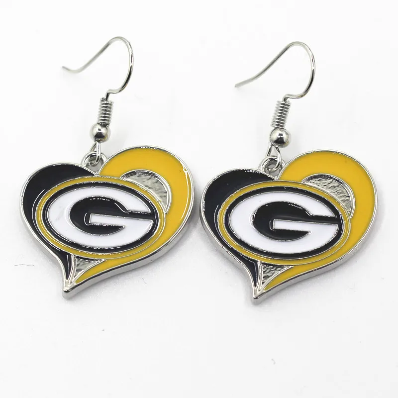 New Designs Heart American Packers Charm Sports Earrings Football Team Earrings Charms Jewelry