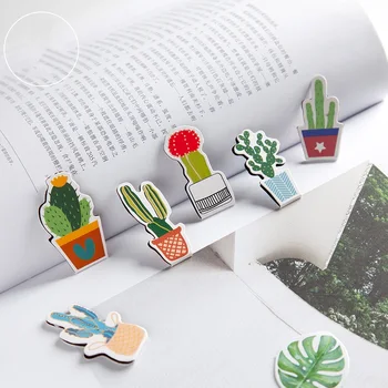 

24 pcs/Lot Cactus bookmark Mini magnetic paper clip book marks Novelty Stationery Office School supplies Material escolar F163