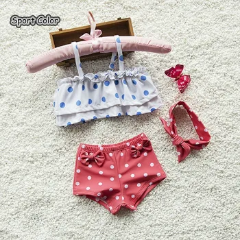

Popular Cartoons Kids Swimsuit Quality Girl Baby Princess Swimwear Two-pieces Bath Suit Infant Sweet Spots Children Beachwear