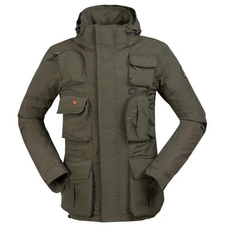 Men's Outdoor Multi Pockets Softshell Jacket Windbreaker Waterproof