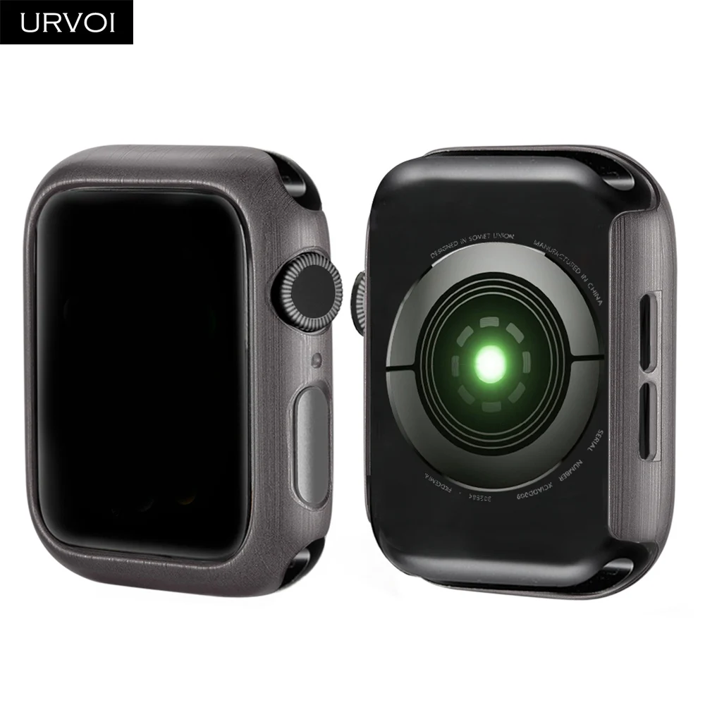 URVOI PC чехол для Apple Watch series 5 4 3 2 твердая рамка пластиковая щетка Бампер протектор для iWatch Тонкий Ультратонкий чехол полоса