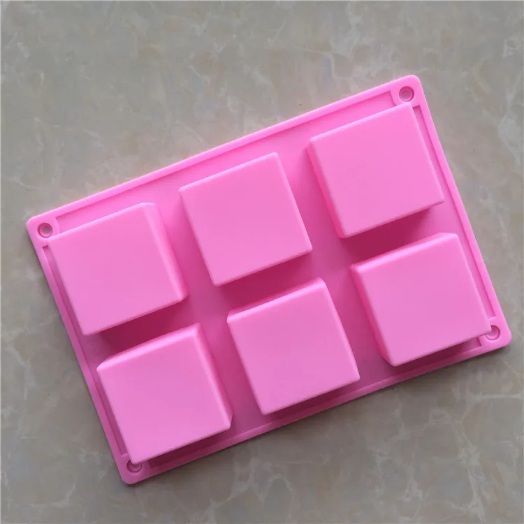 6 even square handmade soap mold silicone cake mold 5x5 x2.5cm XG713in
