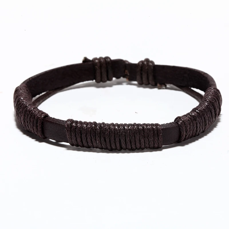 Mcllroy genuine leather bracelets rope belt chain wristband bangle adjustable trendy men bracelet jewelry joyeria dropshipping
