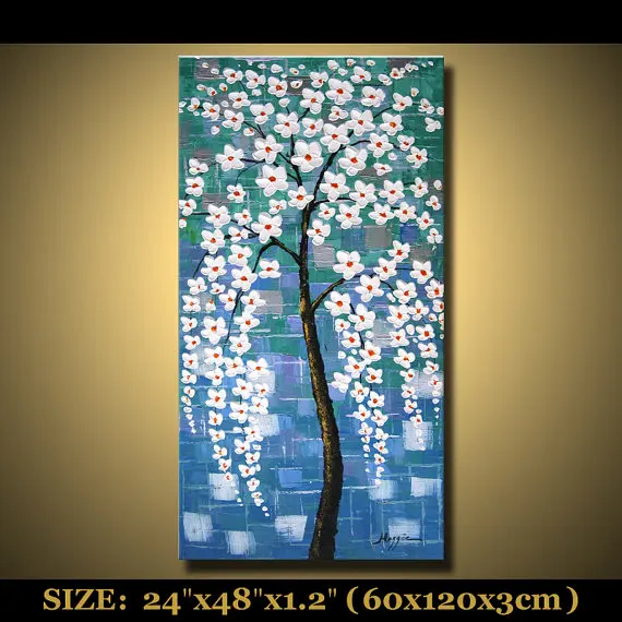 Buy Unframed Hand Painted Blue White