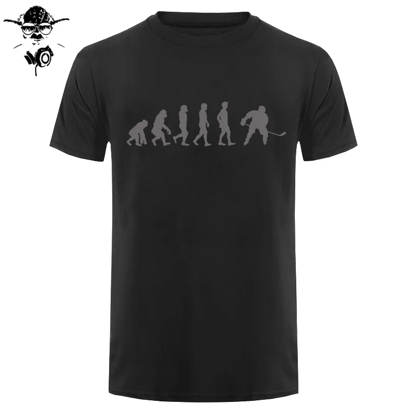 Evolution Of Ice Hockeyer, Молодежный топ, Клубная хлопковая футболка, забавные подарки на день рождения для ледяного хоккейного игрока, Мужская футболка с коротким рукавом, футболка - Цвет: black gray