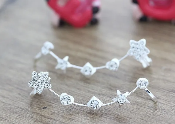 Горный хрусталь манжета для уха со звездой Клипсы Серьги женщин brinco earcuffet pendientes de