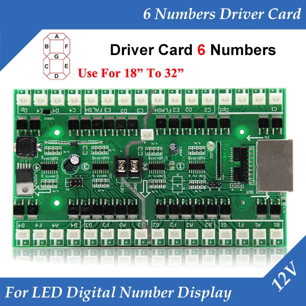 

6 Numbers Driver Card Use For 18 inch to 32 inch LED Digital Number Module Gas Oil Price LED Sign Control Card