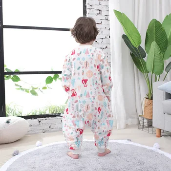

Long-sleeved baby cotton cartoon breathable legs home service pure two-way zipper