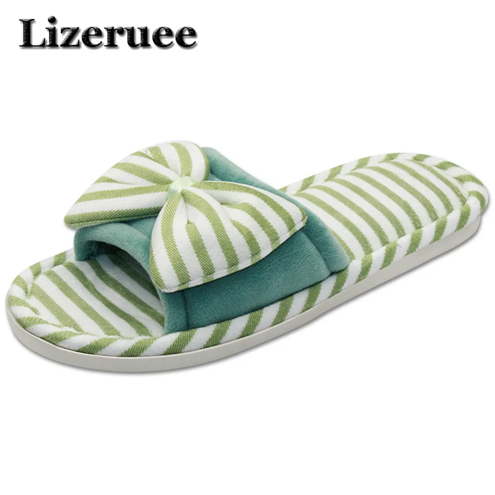 

2018 New Style Sofe Cotton Sweet Bow Women Flip Flops Summer Home House Women Shoes Breathable Indoor Spring Slippers Q4