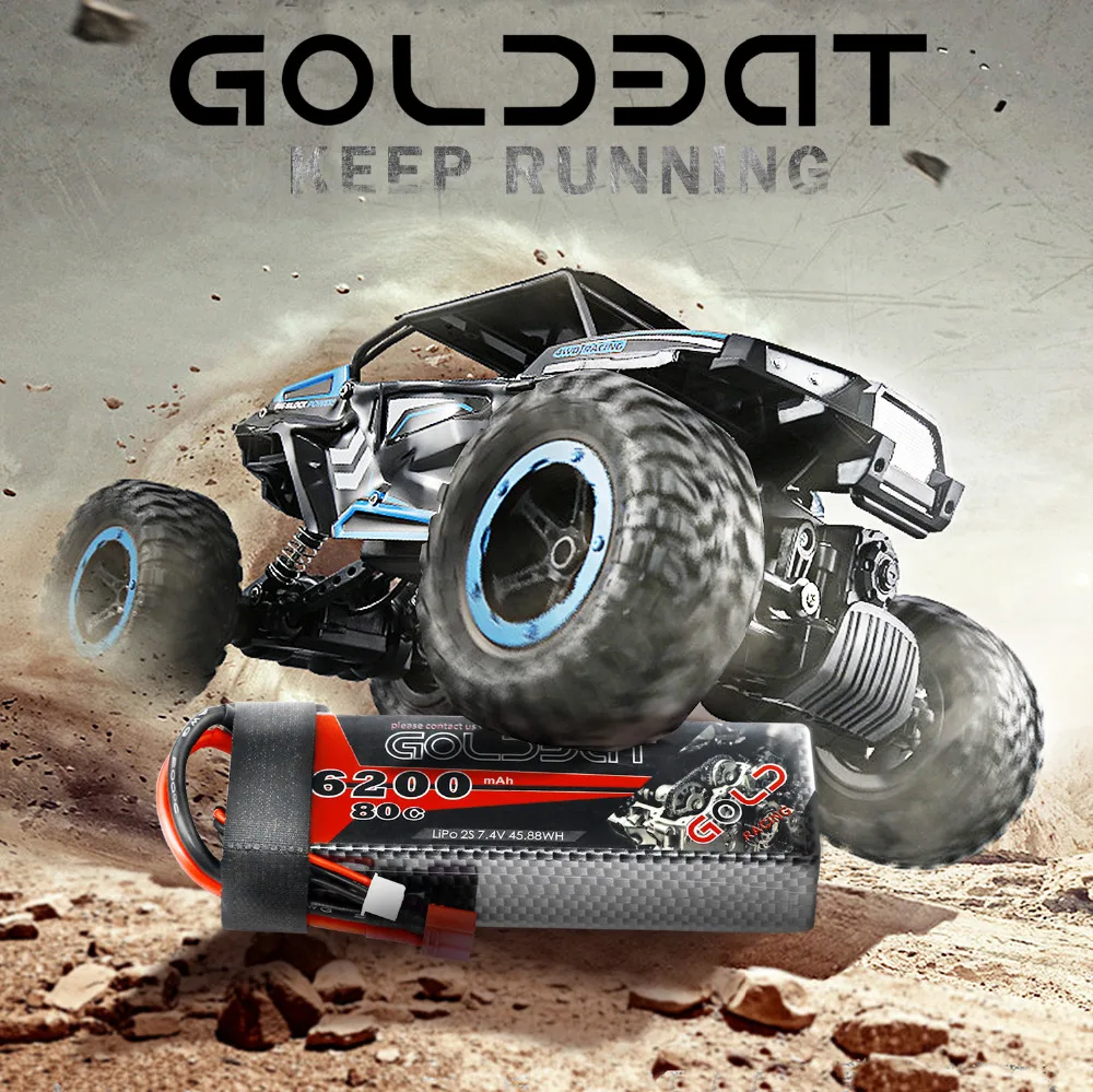 Аккумулятор GOLDBAT Lipo 2 шт. 7 4 В 2S 80C 6200 мАч|Детали и аксессуары| |