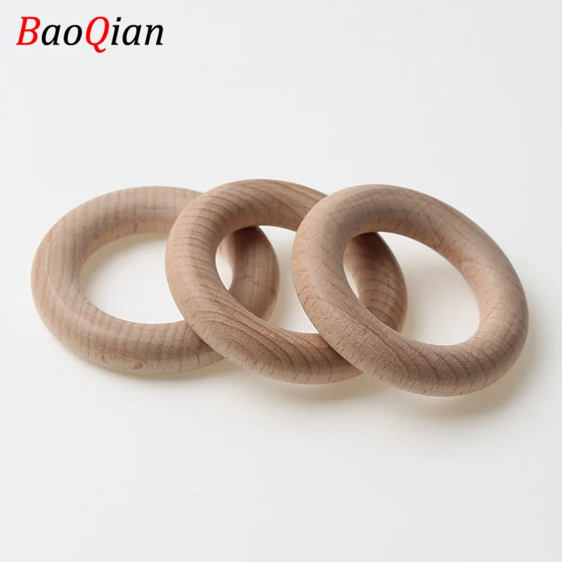 40mm/55mm 5Pcs Natural Beech Wooden Rings Beads Baby Teethers Accessories For Necklace Jewelry Making | Украшения и аксессуары