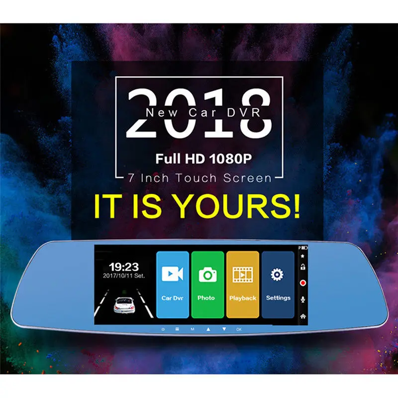 

High Definition Dual Lens HD 1080P 7 Inch Touch Screen Dash Cam Car DVR Traffic Recorder Double Recorders Reversing Images