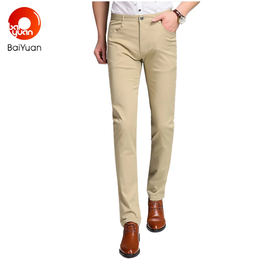 Slim Fit Khaki Casual Pants Long Chinos Men Chinos Stretch Cotton Pants