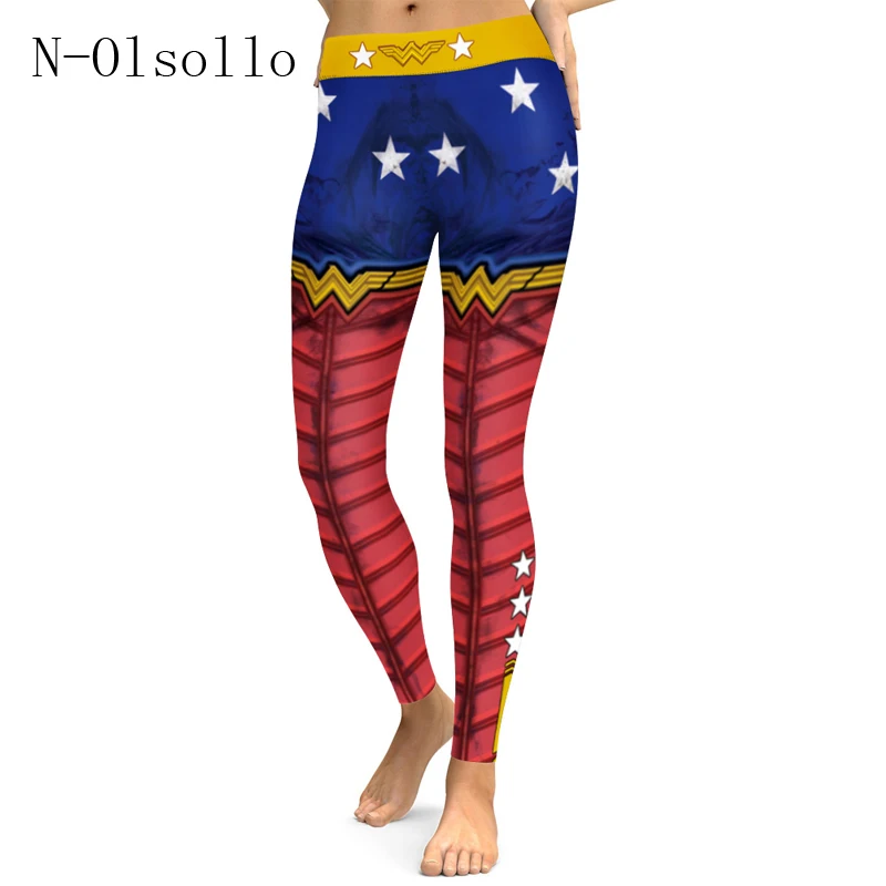 

Hot Sale 2018 New Wonder Women 3D Printed Fitness Leggings Slim Sexy Pencil Sporting Pants Gothic Star Blue Red Patchwork Legins