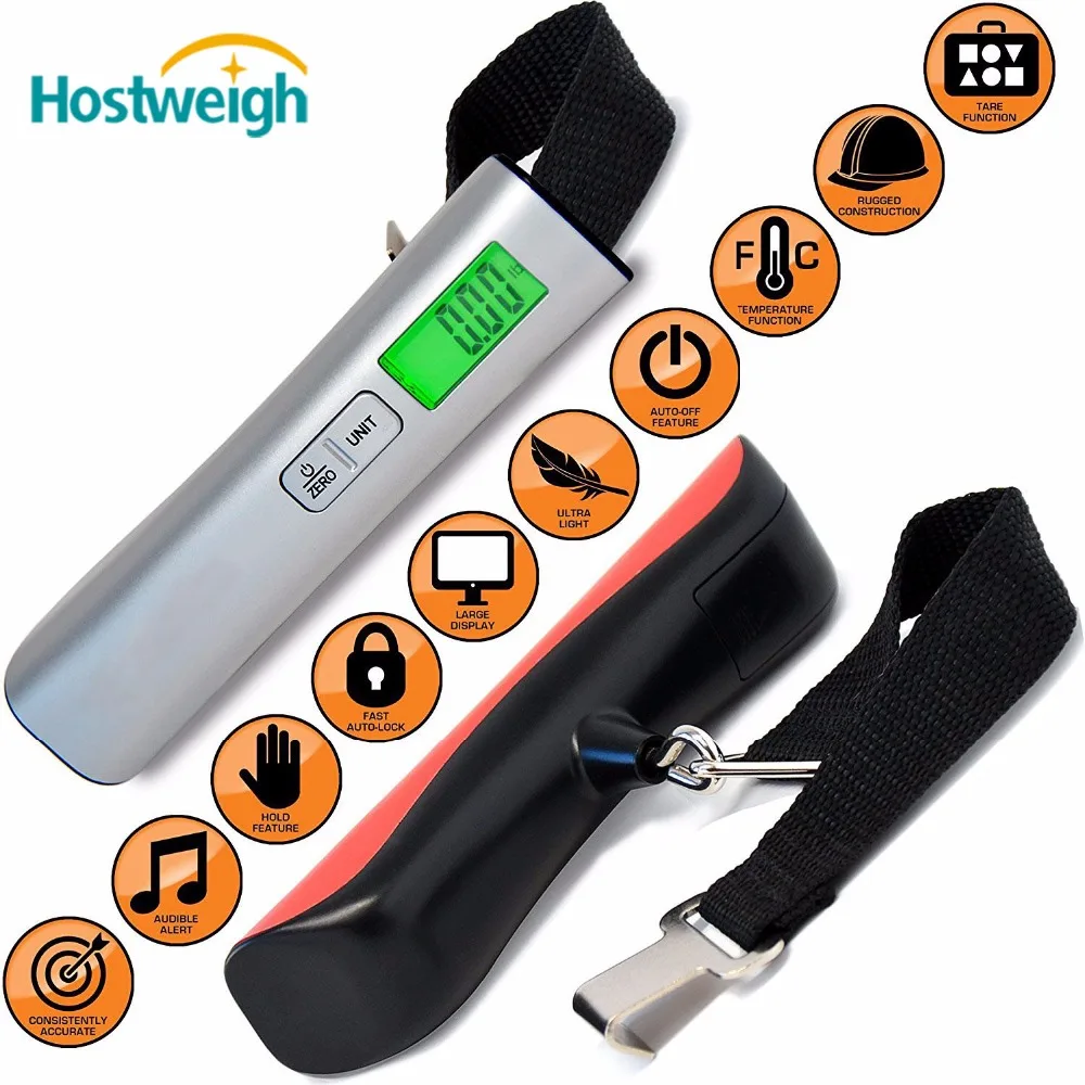 HOSTWEIGH 50kg LCD Digital Luggage Scale Electronic Portable Weighing Weight Suitcase Travel