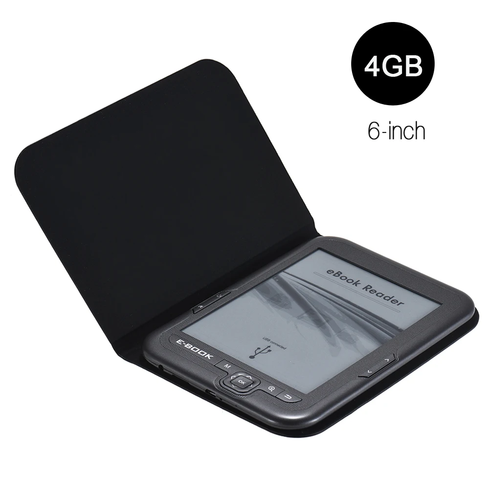 

4GB 6'' Non-Touch Screen E-reader E-ink Screen MP3 Player with Turn Page Buttons Leather Case Earphone 800x600 E-book Reader