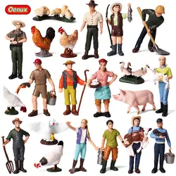 Oenux милый зоопарк фермы персонал моделирование фермер модель фигурки работников фигурка животные коллекция и образовательные милые