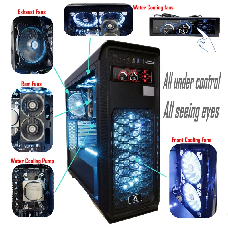 ALSEYE a 100L (R) Контроллер вентилятора для Компьютере кулер 6 и каналов Сенсорное