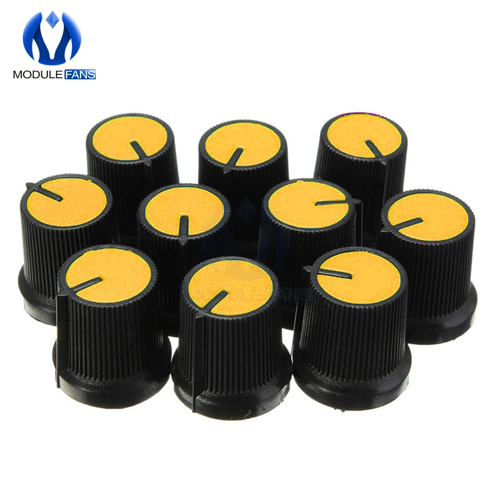 

10pcs For WH148 Knob Orange Face Plastic For Rotary Taper Potentiometer Hole Volume Control Controller Black CAPS 6mm RK097G