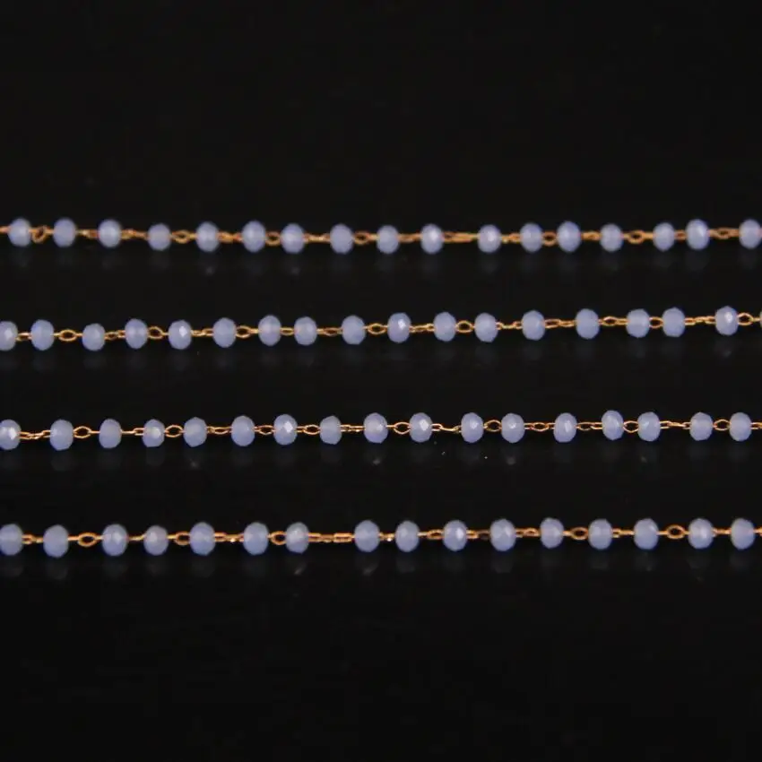 DIY женское ожерелье, светильник из фиолетового и синего стекла, граненая цепочка Rondelle, 2x3 мм, бисер из стеклянных кристаллов, латунная проволока, цепочка с четками