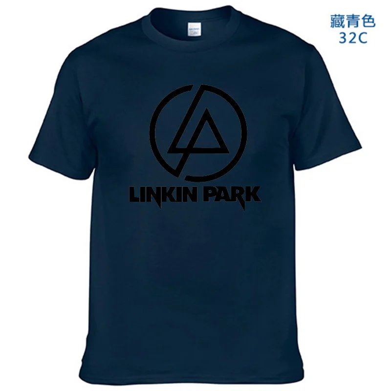 Летняя модная мужская футболка Lincoln LINKIN Park, хлопковая брендовая одежда Linkin, короткие топы, футболки - Цвет: Navy Blue-B