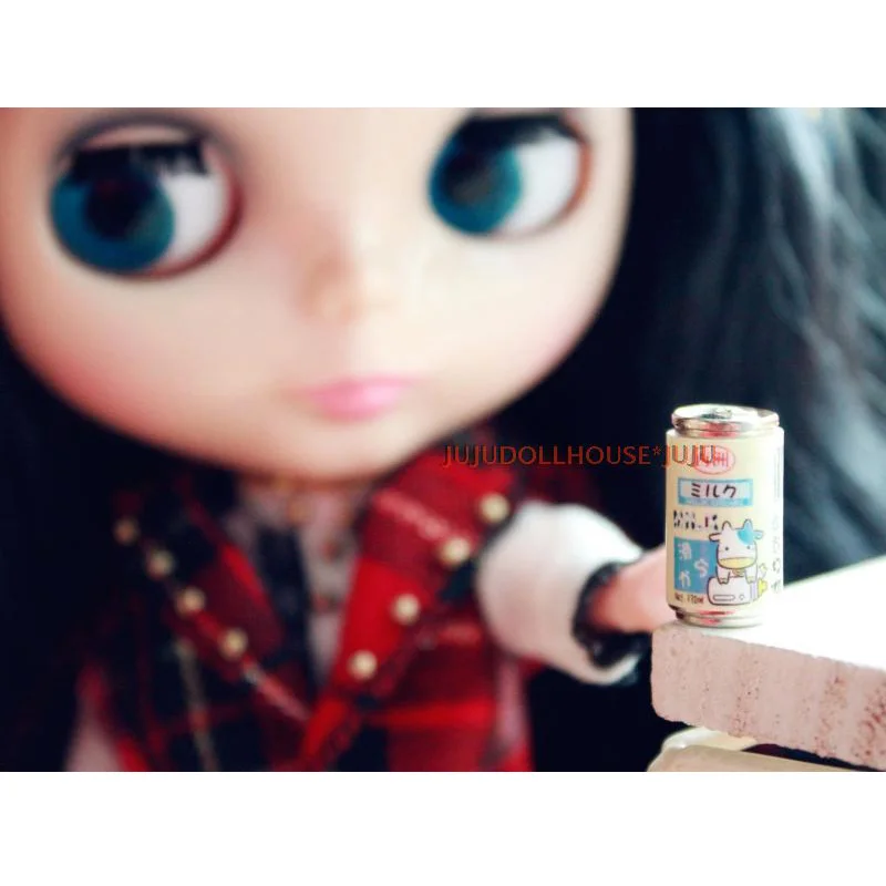 6PCS Cute Mini Simulation Qoo Beverage Models Dollhouse Miniature Juice Milk Drinks Pretend Play Doll Food Toy