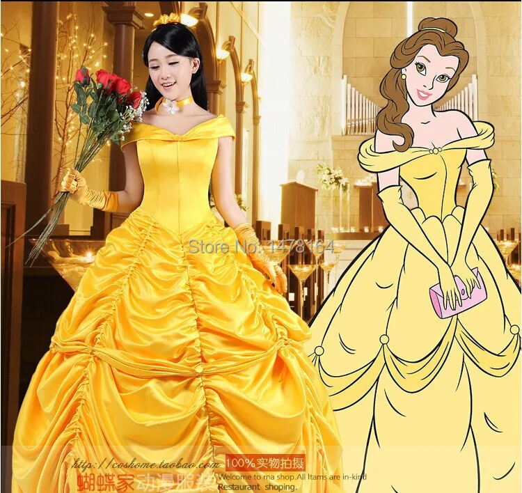 Beauty And The Beast Princess Belle Enchanting Deluxe Yellow Dress Robe ...