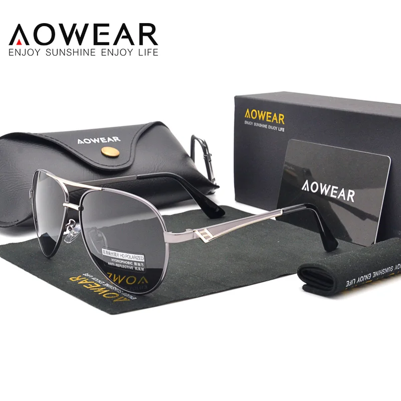 AOWEAR Для женщин авиации солнцезащитные очки Брендовая Дизайнерская обувь поляризованных солнцезащитных очков Для женщин покрытие зеркало солнцезащитные очки для девочек gafas sol mujer - Цвет линз: C4 Grey Black Lens
