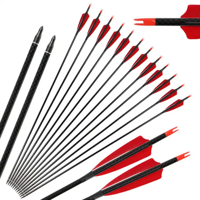 12pcs/lot archery 3k thermal transfer printing pure carbon fiber arrows