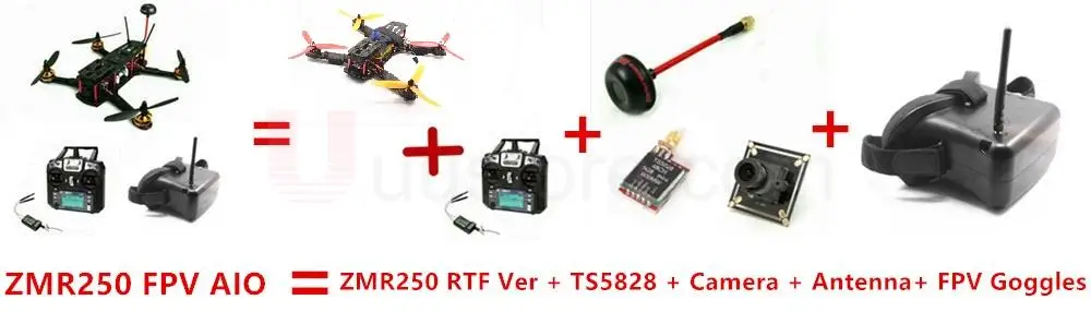 RTF с системой FPV полный комплект ZMR250 ZMR 2204-2300KV Emax 12A ESC BLHeli OPTO рама из углеродного волокна в сборе Дрон с камерой