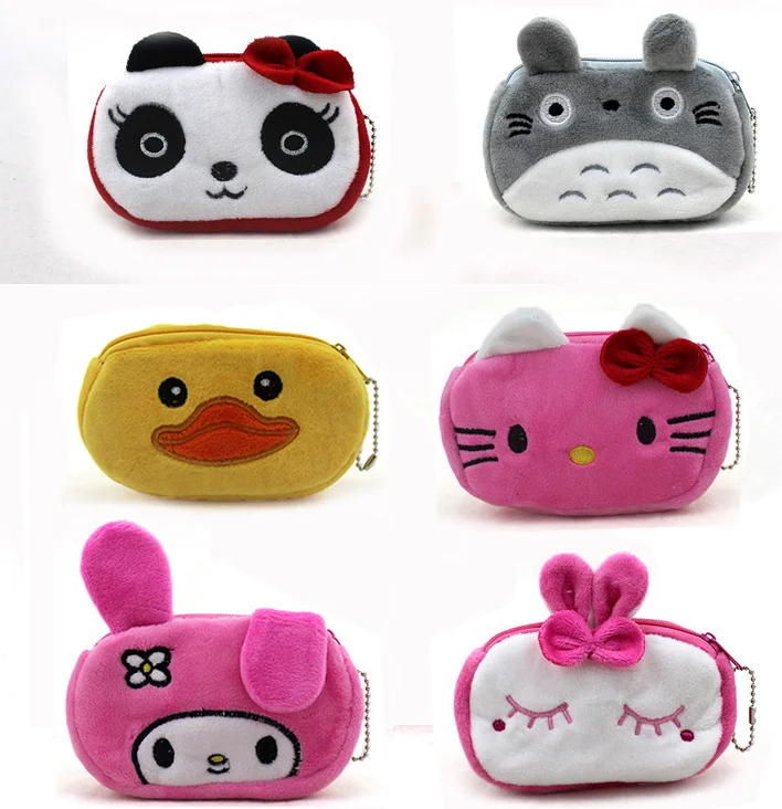 

New 12CM approx. Cartoon , CAT Etc. Plush Gift Coin Purse Wallet , Pocket Coin Pouch Case BAG