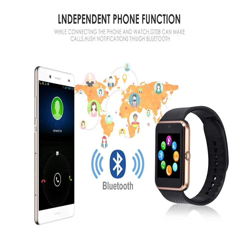 GT08 Смарт часы Bluetooth наручные часы для мужчин Smartwatch спорт телефон часы Android Поддержка Sim TF карта для samsung iPhone sony TCL