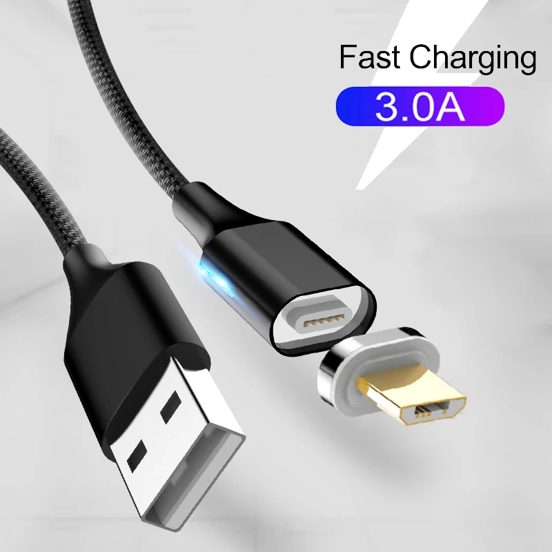 MOSIRUI قوي شفط المغناطيس الهاتف المحمول كابل بيانات 3A سريع شحن 1 m الشحن. المصغّر usb لسامسونج J4 J6 J7 J8 زائد 2018