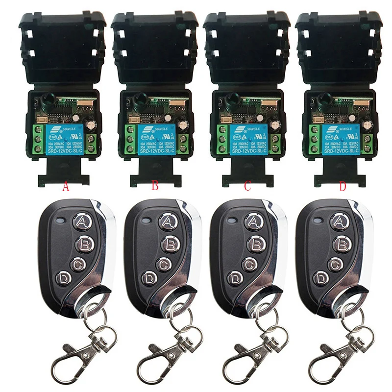 

433 Mhz Universal Wireless Remote Control Switch DC12V 24V 1CH Relay Receiver Module and RF Transmitter Electronic Lock Control