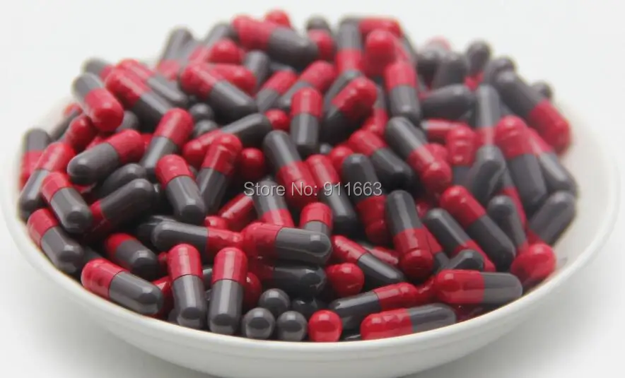 

4# 250pcs, red-grey colored capsules/gelatin empty capsules sizes 4, closed or seperated capsules available!