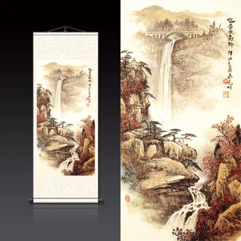 

Daiyue longevity bridge, drawing room, home decoration, silk painting scroll