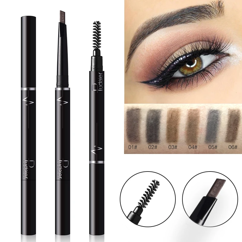Professional Waterproof Black Brown Eyebrow Enhancer Makeup 2 End Automatic Pencil With Mascara Brush Henna For EyeBrows | Красота и