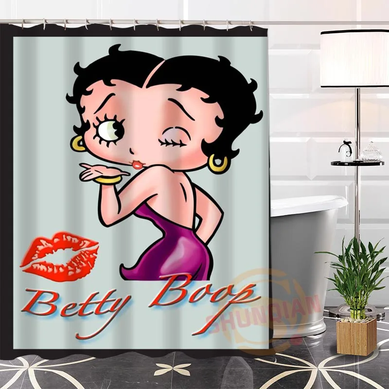 ShunQian Betty Boop Современная тканевая для душа занавес лучший хороший экологичный на заказ ванная комната водонепроницаемый занавес для ванной s с крюком - Цвет: Светло-желтый