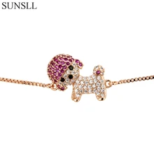 SUNSLL 4 цвета медный красный и белый кубический цирконий собака форма браслеты женские модные ювелирные украшения Pulseira Feminina