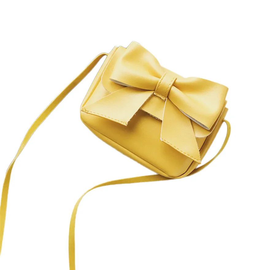 Детская Милая кожаная сумка с бантом для девочек, мини-сумка, роскошные сумки для девочек, дизайнерские сумки mujer C - Цвет: Цвет: желтый