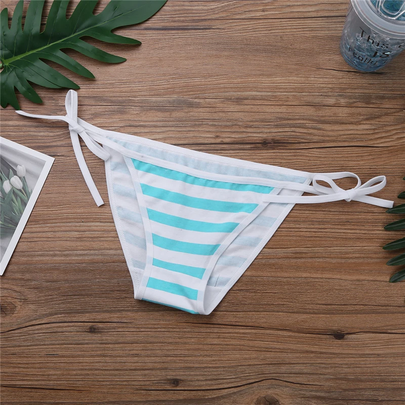 Cute Kawaii Japanese Anime Style Stripe Lingerie Bra Set String Tie Cosplay Lolita Underwear Bikini Bra and Panty Set Panties matching bra and panties