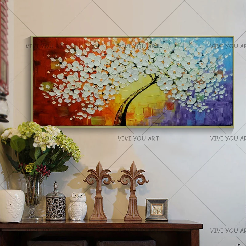 

100% Handmade Abstract Oil Painting Tableaux Sur Toile Modern Canvas Art Decorative Knife Flower Paintings for Wall Decor