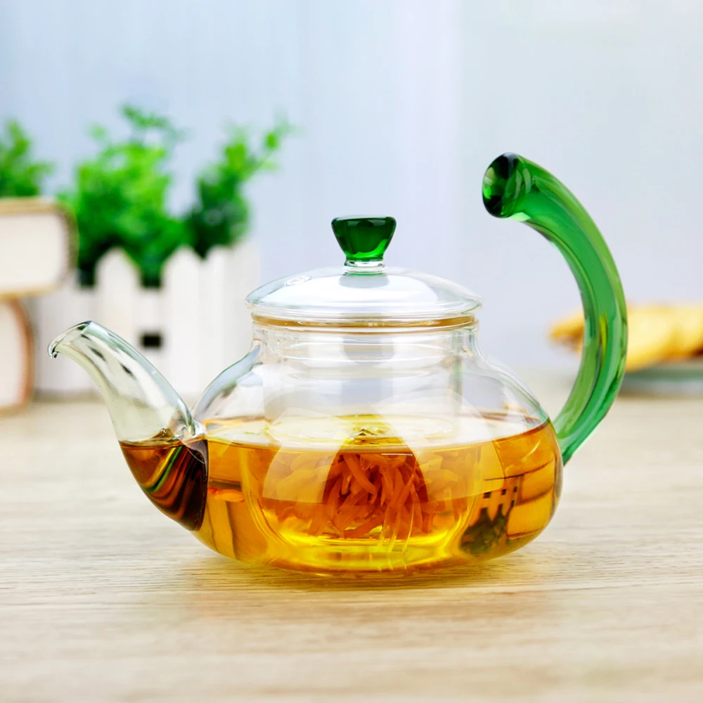 Artistic 300ml Elegant Heat resistant Glass Teapot With Glass Infuser