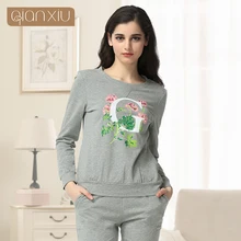 Qianxiu пижама для взрослых весной спорта пары пижамы трикотажные хлопка пижамы-наборы женщины