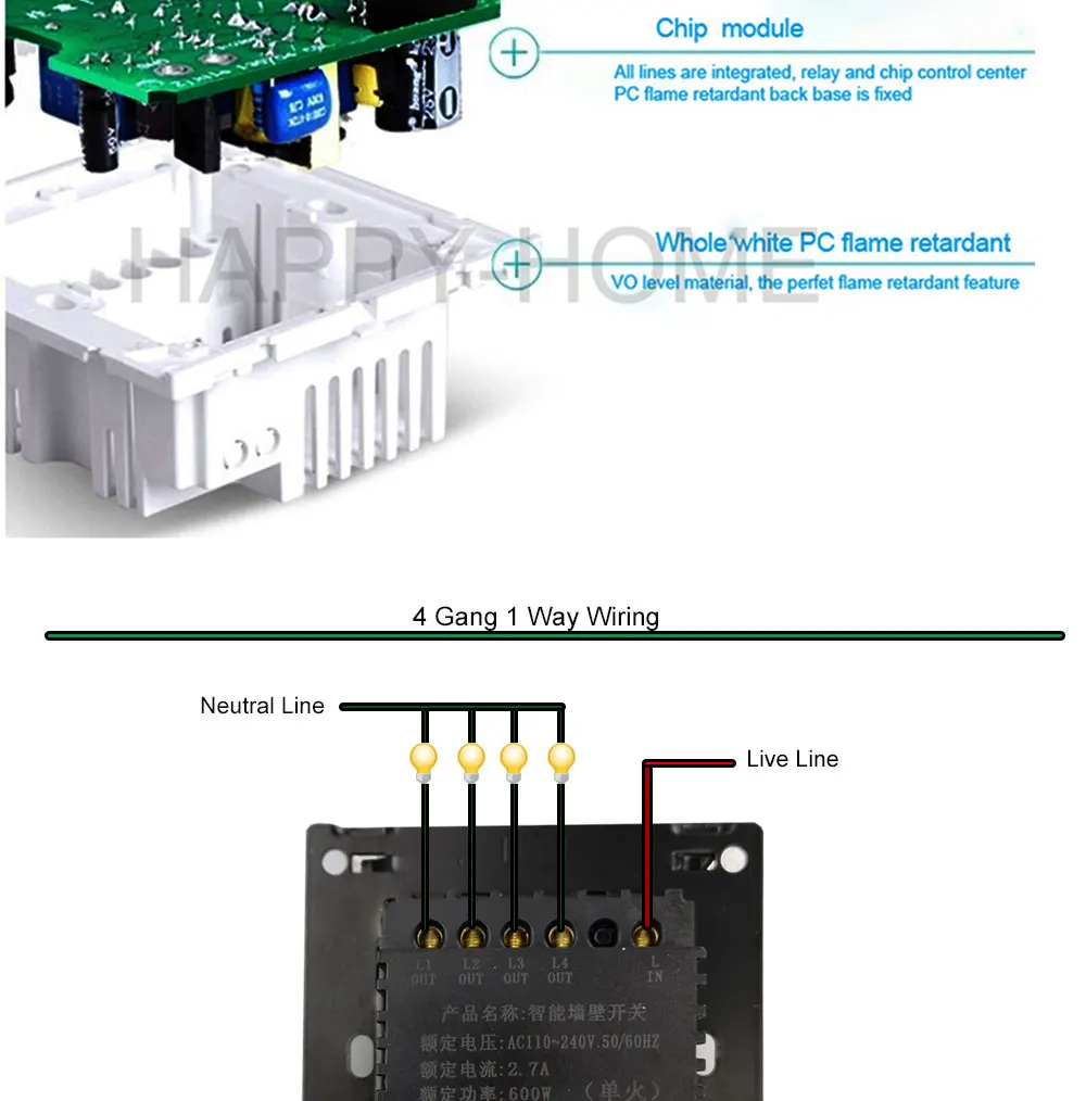 Tela de Vidro Interruptor de Luz Gangues Vias Roxo Toque Parede Logotipo Botão Design Livre 110 V250 v Micro Interruptor 4 2 6 vidro toque interruptor de luz parede logotipo