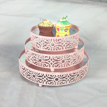 

3Pcs/ set-1pcs Golden/silver/white/pink Mirror Round Metal Cake Stand Plate Home Wedding Birthday Party