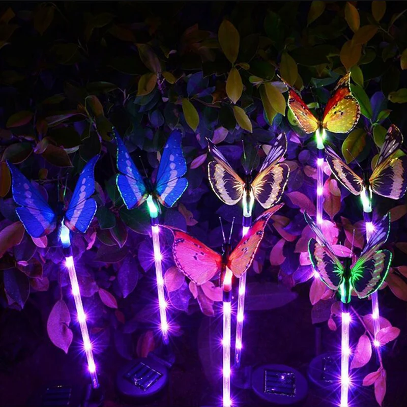 Солнечный светильник Открытый водонепроницаемый светодиодный светильник на солнечных батареях садовый светильник 7 цветов цикл волокна лампы-бабочки двора газон ландшафтное украшение