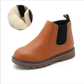 

Hot SALE Children Boots Boys Shoes Winter New Plush Warm Leather Fashion Girls Martin Boots Boys Gentleman Soft Shoes Size 21-36
