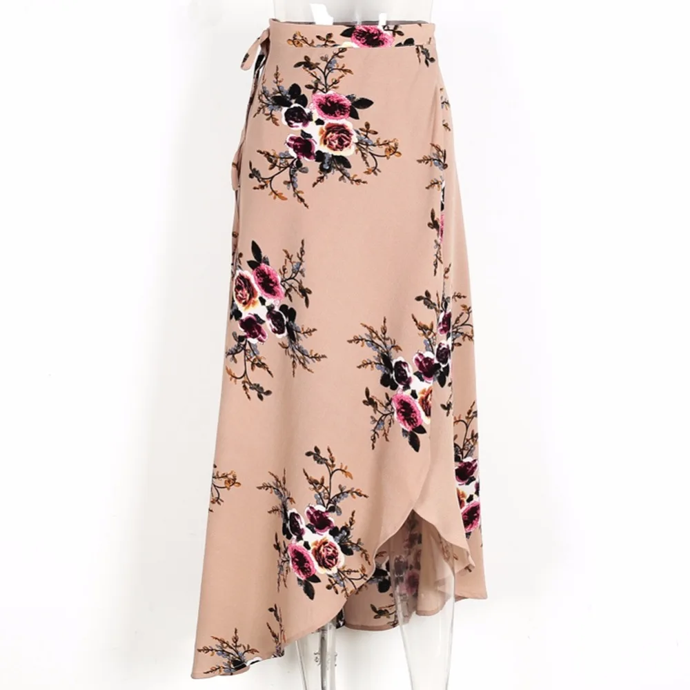 Boho High Waist Long Maxi Asymmetrical Skirt Dress_3